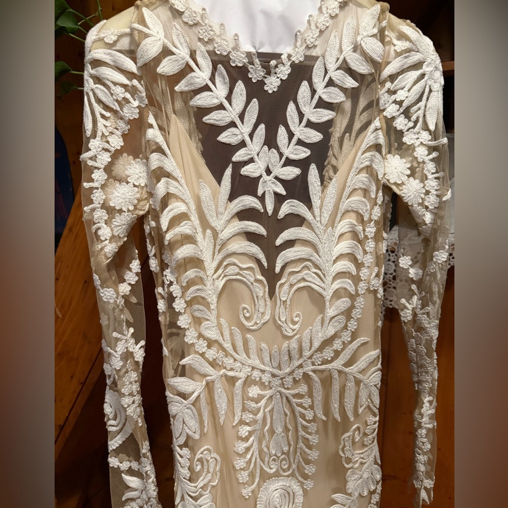 Elegant Cream Lace Wedding Dress - Picture 7 of 16